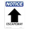 Signmission OSHA Notice, 7" Height, Escapeway Up Arrow Sign With Symbol, 7" X 5", Portrait OS-NS-D-57-V-12157 - alternate 1